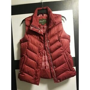 Women's Maroon Eddie Bauer Premium Quality Goose Down Puffer Vest Size M